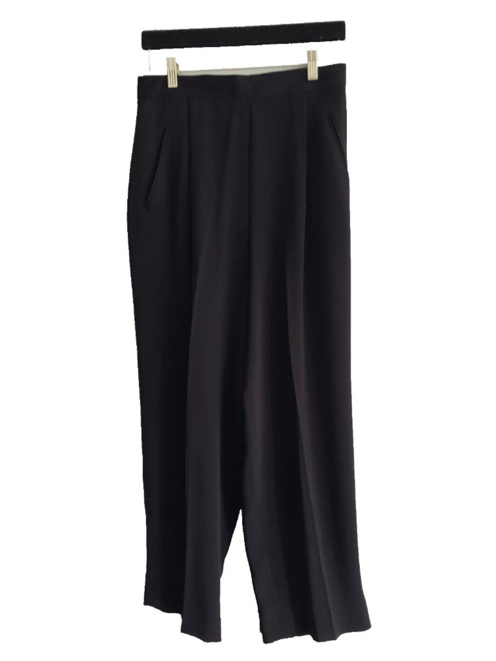 Emanuel Ungaro Vintage High Rise Pleated Front Straight Leg Black Pants